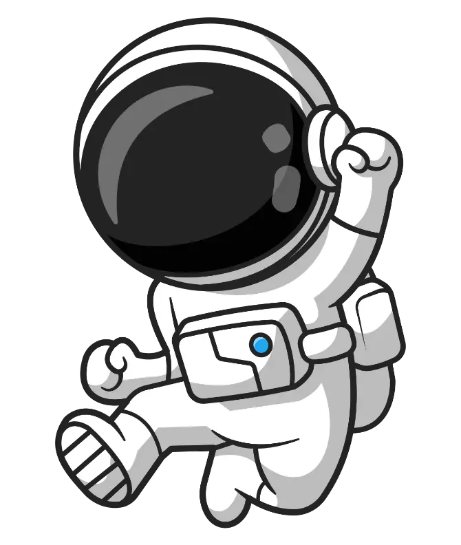 Astronaute souriant, mascotte de Deladev