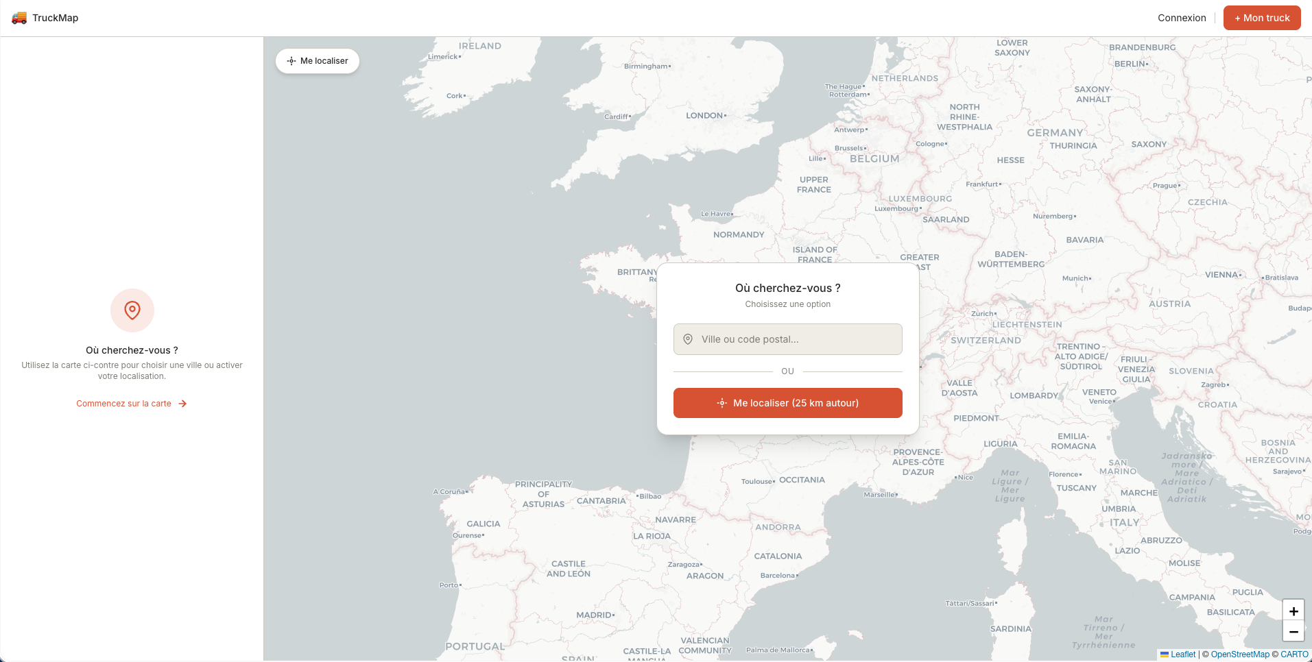 Aperçu du projet Food Trucks Maps